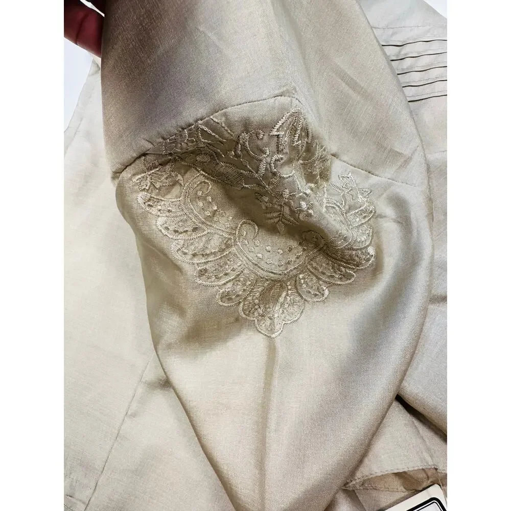 Vintage 1980’s Nicola Silky Long Sleeve Blouse with Embroidery Details Size 12